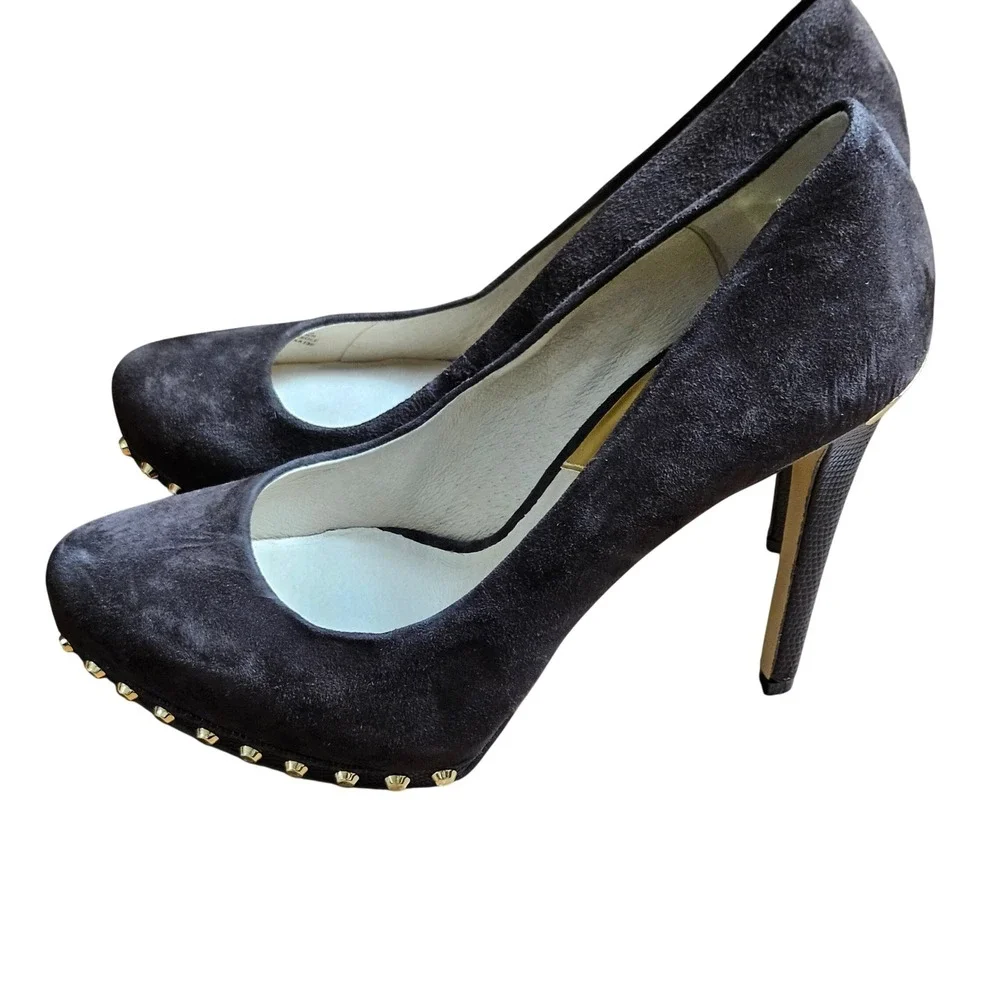 Michael Kors Ailee Suede Studded Pumps Platform 7.5 M Stiletto Heels Glam Chic